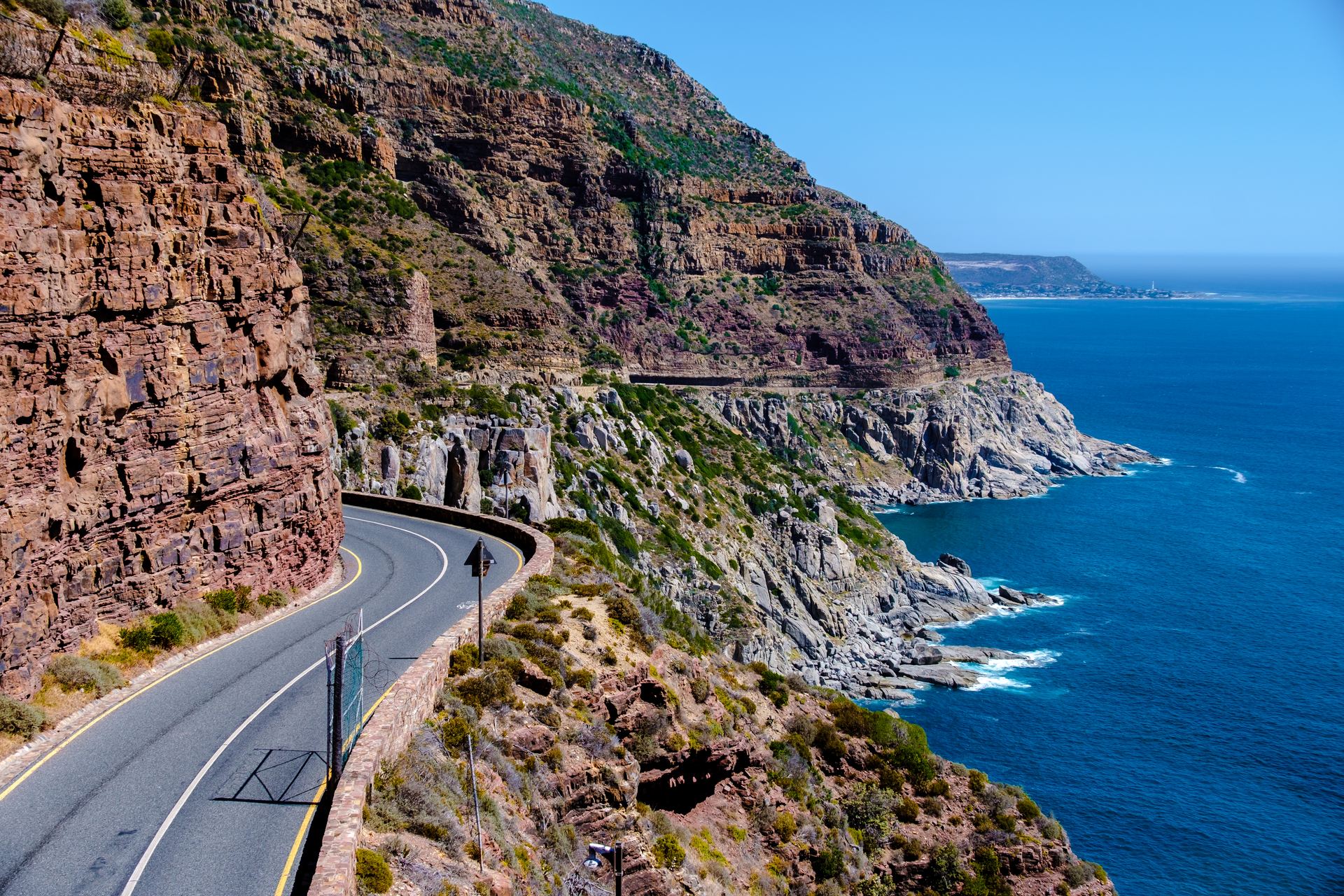 Chapman's Peak Drive curving along the cliffs of the Cape Peninsula above the Atlantic.